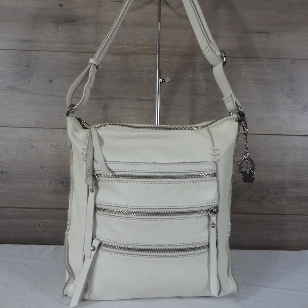 Lucky Brand White Boho Chic Leather Crossbody Bag